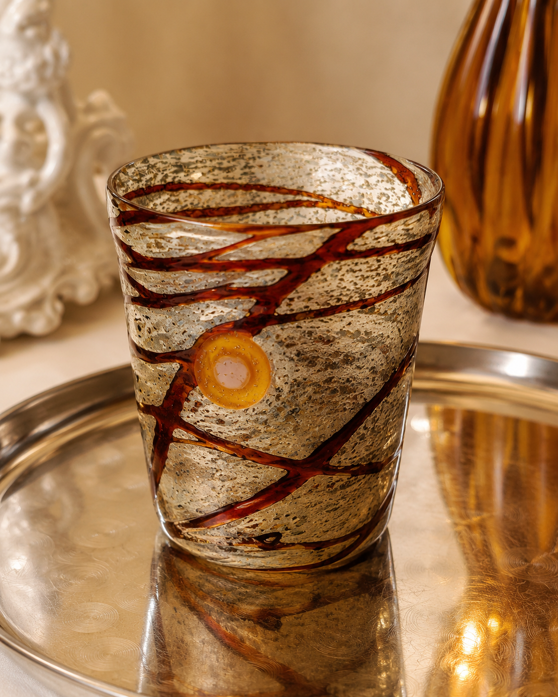 Dettaglio di Set di 5 bicchieri artistici in vetro soffiato – Murano style